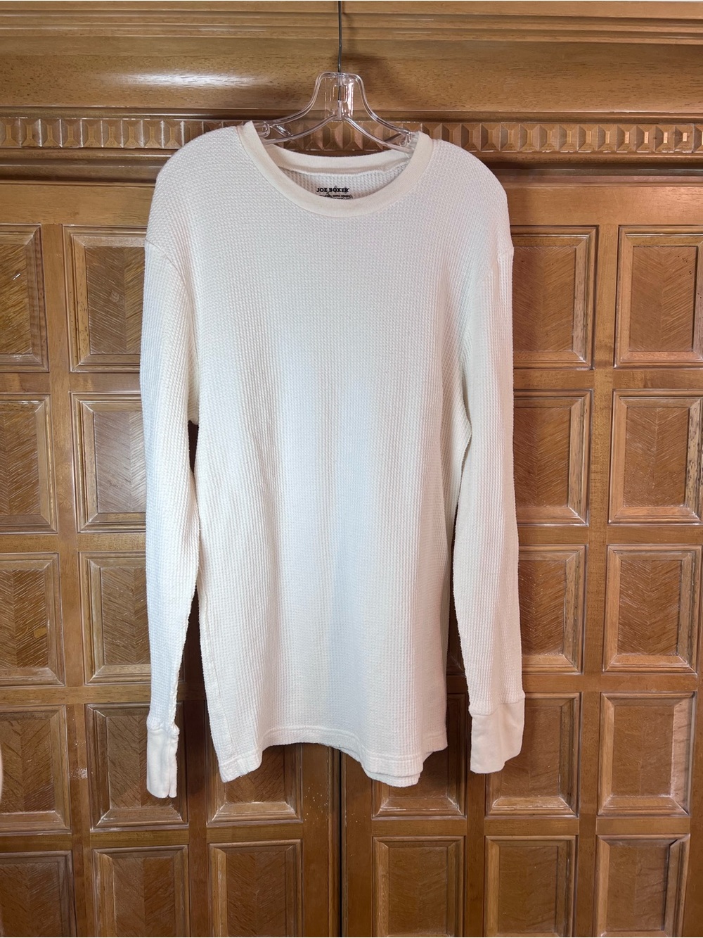 Joe Boxer Men's Cream Crewneck Base Layer Shirt Long Sleeve
